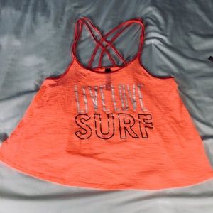 Aeropostale Live Love Surf Neon Orange Tank Medium